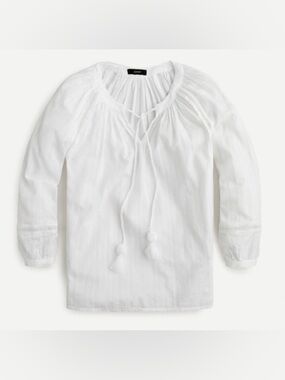 J.Crew peasant top in textured voile with lace trim. Size Medium